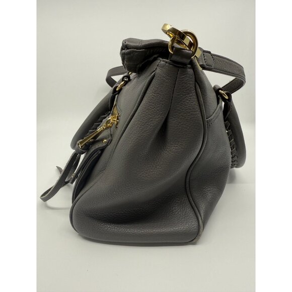 Aimee Kestenberg Womens‎ Gray Pebbled Leather Fold Over Medium Tote Bag Travel - Picture 2 of 16